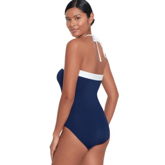 Lauren Ralph Lauren Women's Modern Bandeau One Piece Swimsuit - Bel Air - Picture 3 of 4